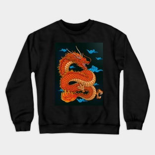 Japanese red dragon with oriental clouds Crewneck Sweatshirt